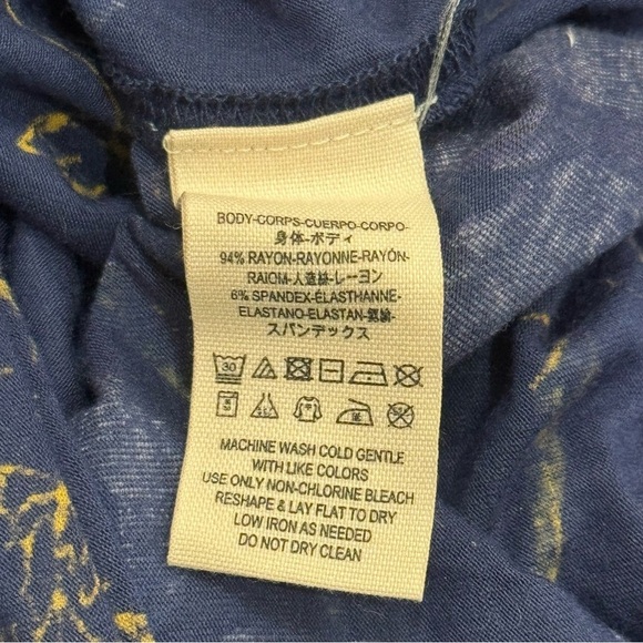 We The Free Blue and Yellow Floral Print Flutter Sleeve Fairy Top Size M - Picture 8 of 10